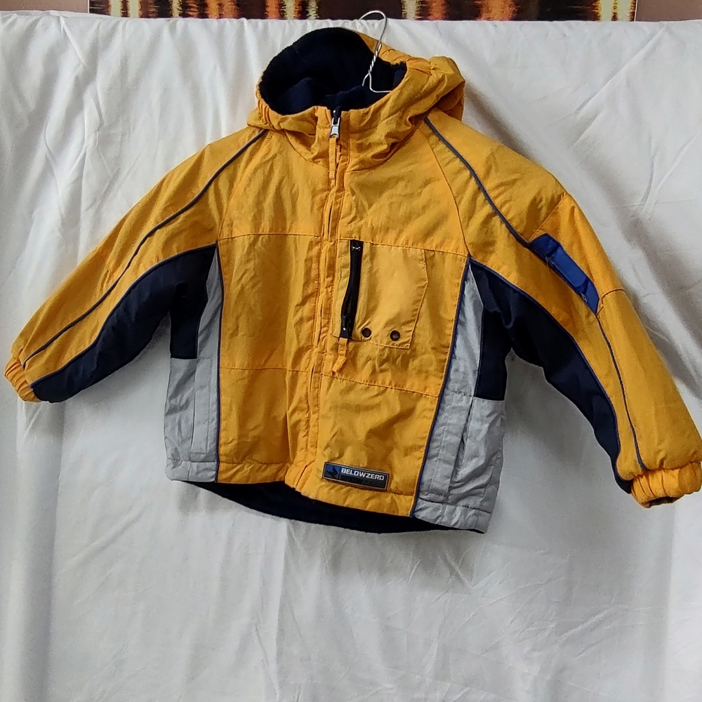 Yellow and Navy Kids Puffer Jacket by